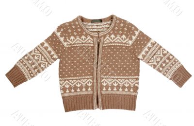 Brown knitted sweater with a pattern