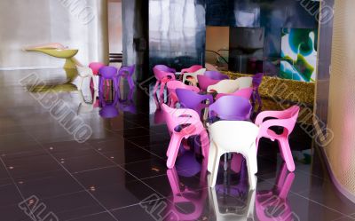 plastic chairs in the interior