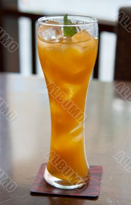 cocktail, mango juice with ice cubes
