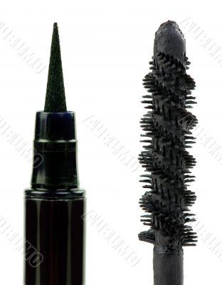 mascara and eye pencil
