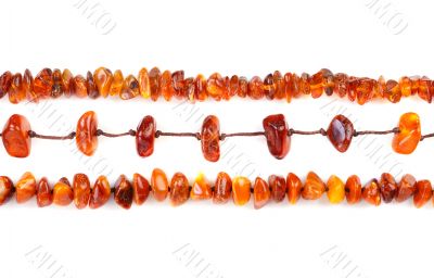 Beads of amber laid in a row