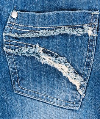 blue jeans pocket closeup