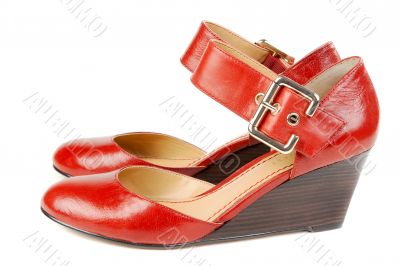 Fashionable women`s red shoes
