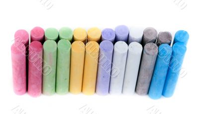 box with children`s crayons