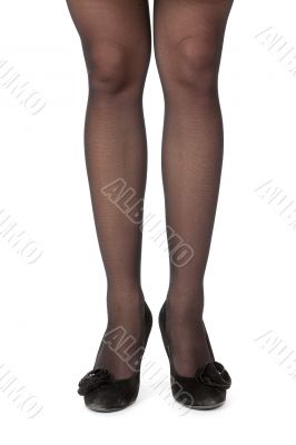 female feet in shoes with heels, front view