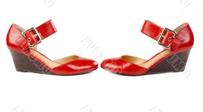 Fashionable women`s red shoes