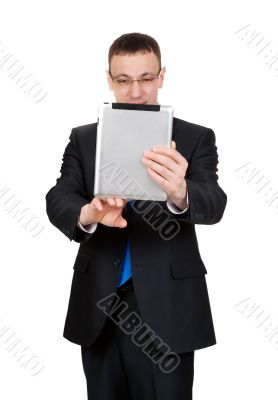 Young businessman with a Tablet PC