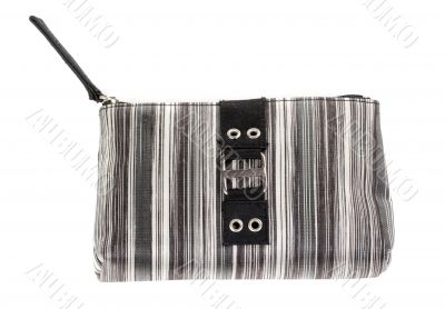 Black clutch bag on white.