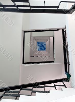 spiral staircase takes up a square