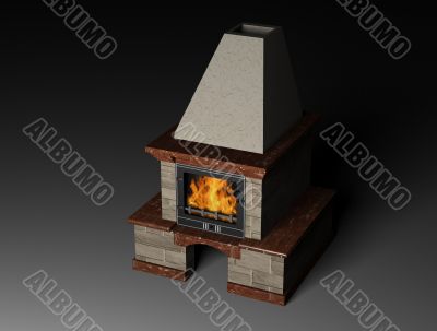 3d illustration of a fireplace
