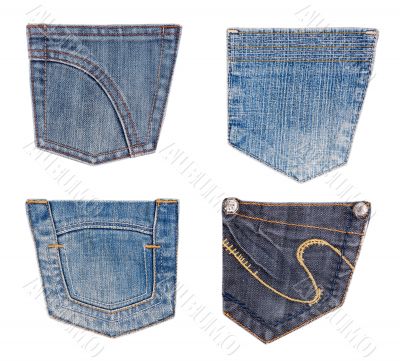 jeans pockets collection isolated on white