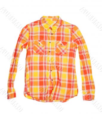 orange checkered shirt isolated on white background