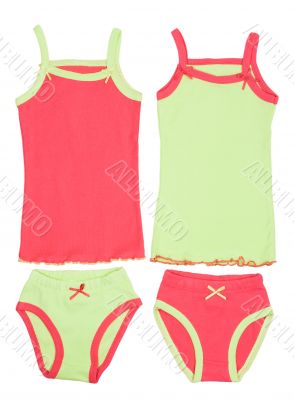 a set of baby clothes, T-shirt and shorts