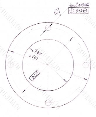 drawing of mechanical parts made â€‹â€‹with pencil