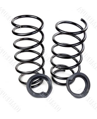 Set of two car springs and rubber spacers