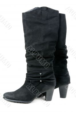 A pair of suede boots