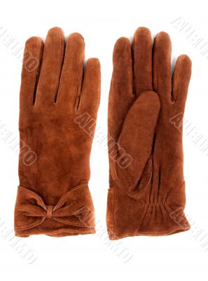 A pair of brown leather gloves