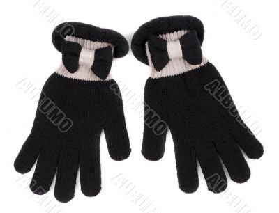 Black Gloves on White Background