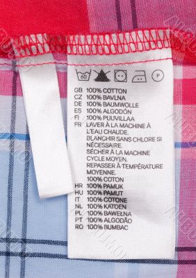 macro of clothing label