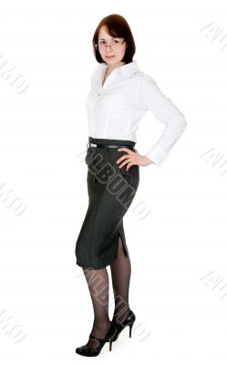 Young business lady in spectacles in the studio Young business lady in spectacles in the studio