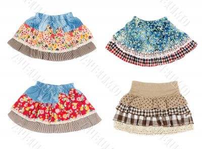 Collage of four miniskirt isolated on white background Collage of four miniskirt isolated on white background