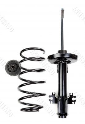 Set shock absorber with spring and thrust bearing