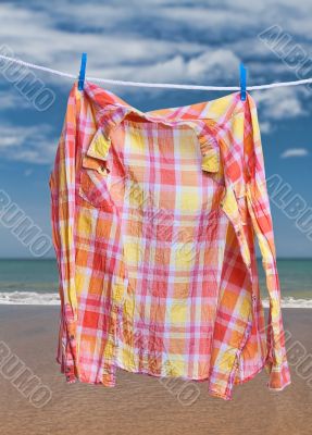 Clothes for drying on a clothesline