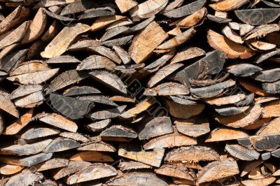 Pile of chopped fire wood prepared for winter