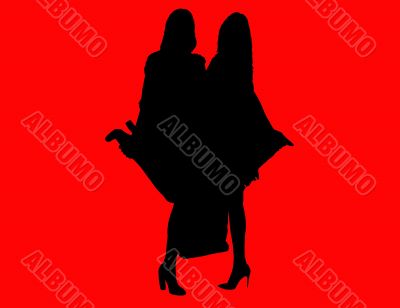 Vector, 2 girls with bags and shoes