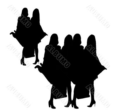 Vector, 2 girls with bags and shoes Vector, 2 girls with bags and shoes