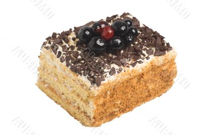 Cake with white cream and chocolate