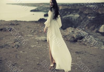 girl in a long white dress