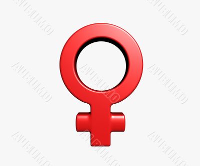 Female symbol on white background - 3d illustration
