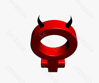 Female symbol with horns on white background - 3d illustration