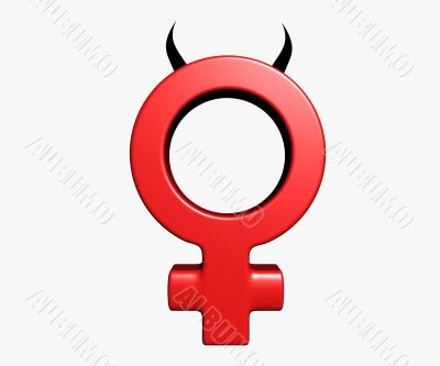 Female symbol with horns on white background - 3d illustration