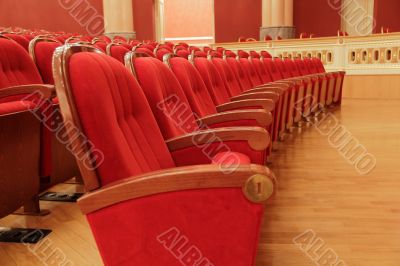 Background of red theatrical red chairs