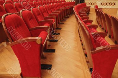 Background of red theatrical red chairs