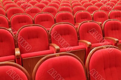 Background of red theatrical red chairs