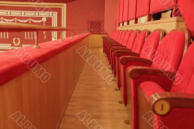 Background of red theatrical red chairs