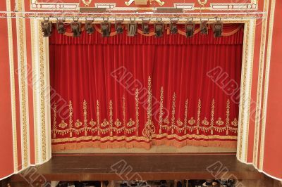 Theatrical red curtain 