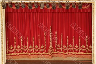 Theatrical red curtain 
