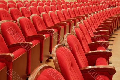 Background of red theatrical red chairs