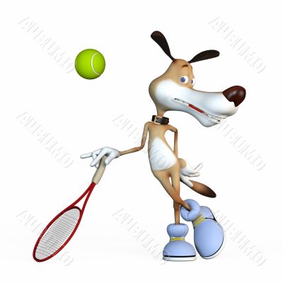 Illustration on a subject a dog the tennis player.