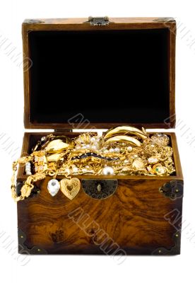 Treasure chest isolated on white background 
