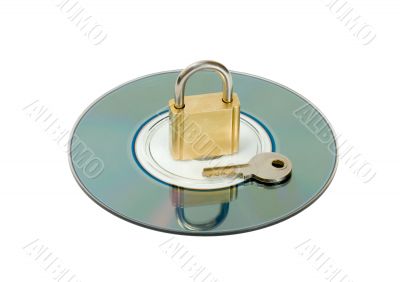 padlock key in CD disc