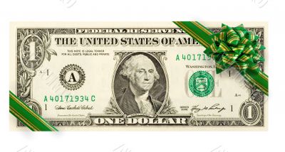 US dollars with green bow US dollars with green bow