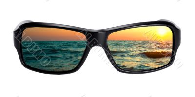 seascape reflection in spectacles