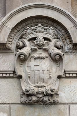 detailed old heraldry of Barcelona