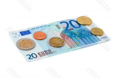 Euro coin heap isolated on white