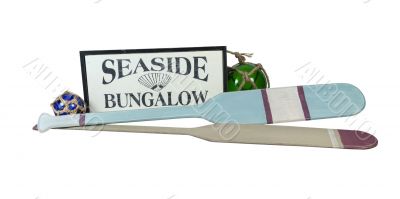 Seaside Bungalow Sign with Oars and Floats